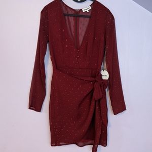 NWT Revolve About Us Crimson Wrap Mini Dress XS